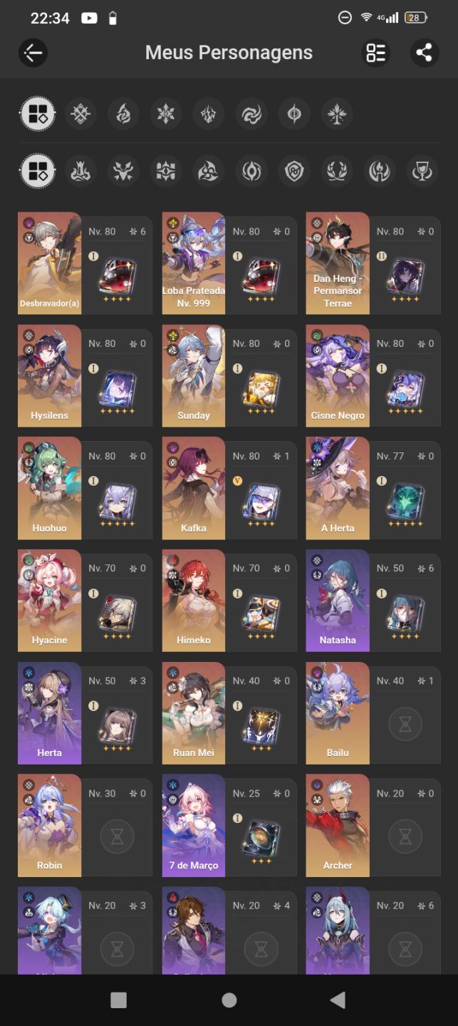 Conta Honkai Star Rail com TIME PREMIUM DE DOT E DA STAR WOLF LV999