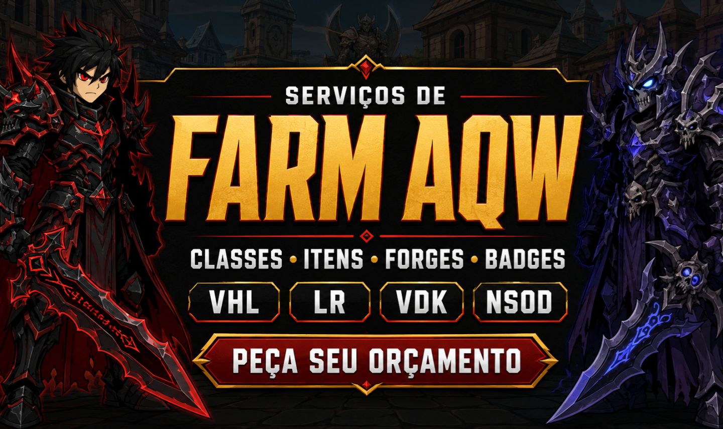 Serviços AQW subir de nivel, desbloquear classes e reputação, Hardfarms