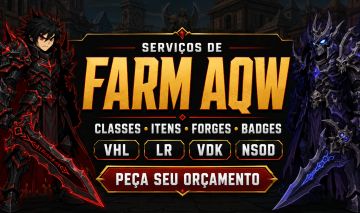 Serviços AQW subir de nivel, desbloquear classes e reputação, Hardfarms