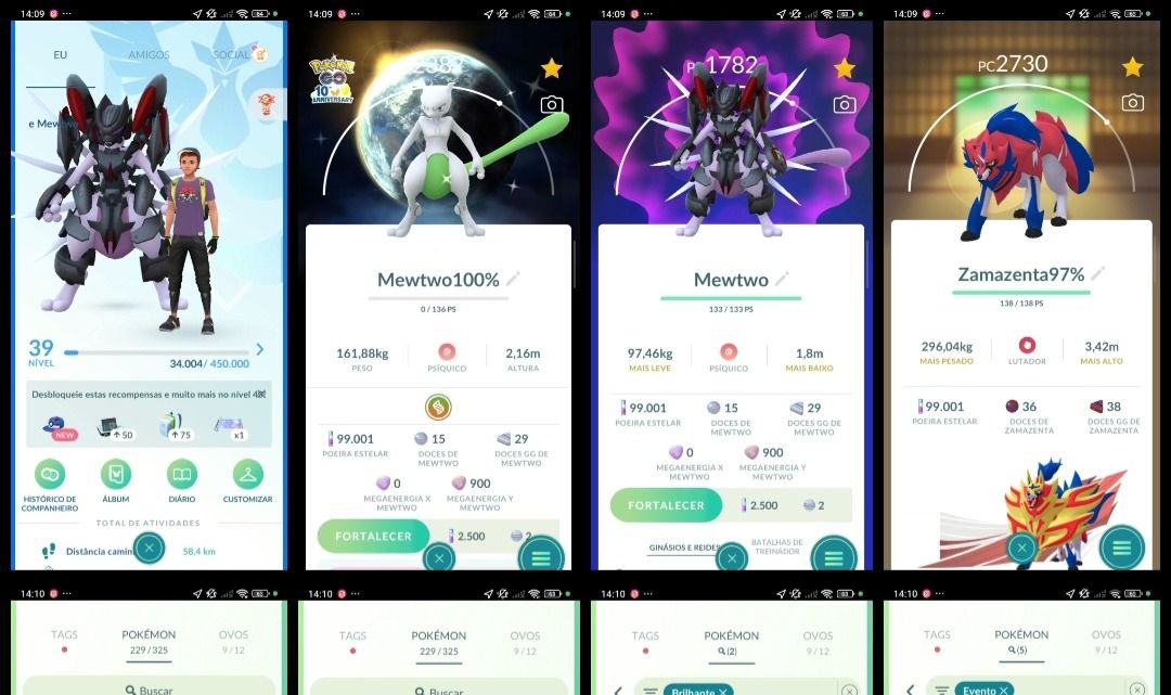 Nível 39! Mewtwo 100% Shiny (Shundo), Mewtwo Armadura, Zamazenta 97% Q215