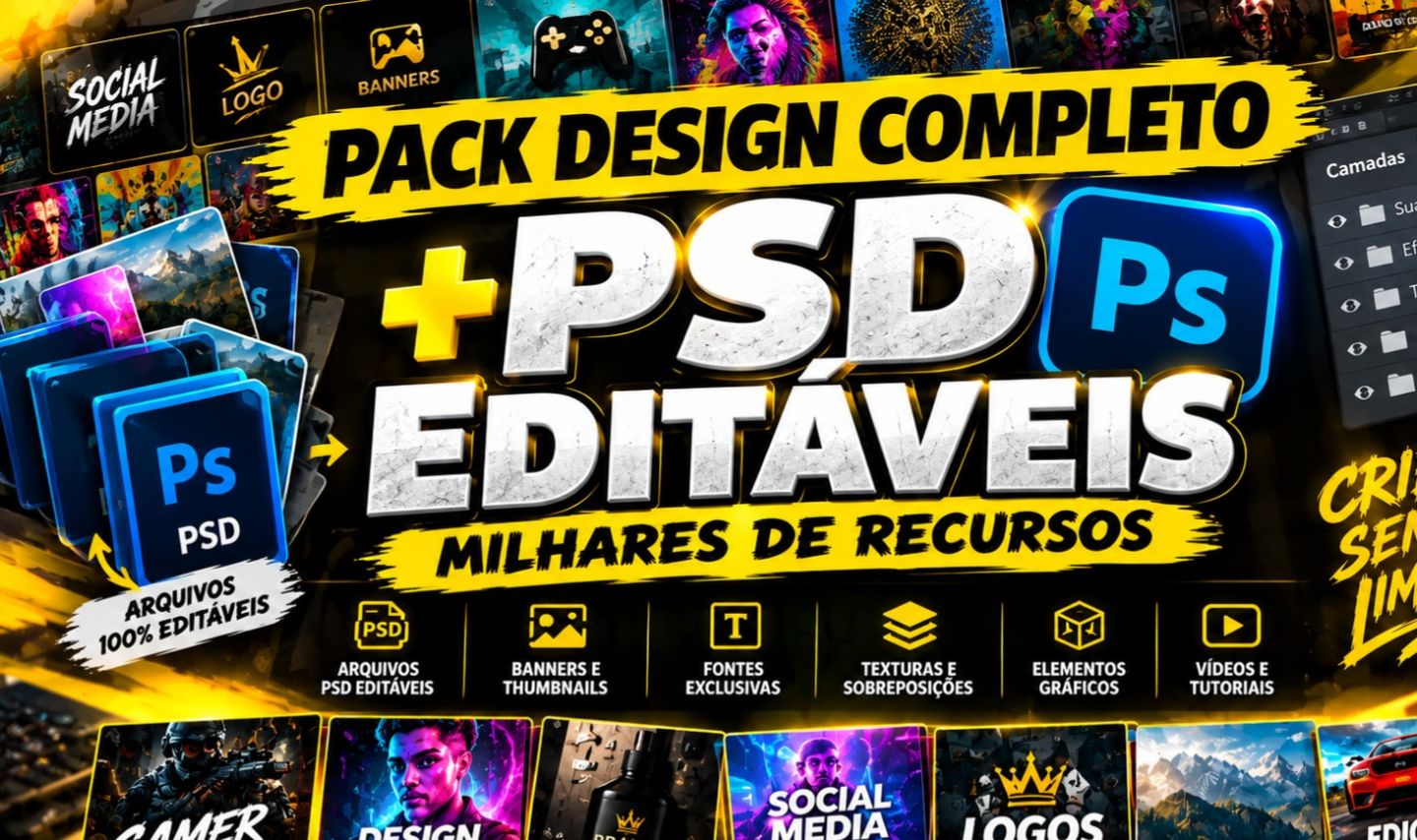 PACK COMPLETO DE DESIGN PSD EDITÁVEIS + PACK DE DESIGN (CAPAS GGMAX)