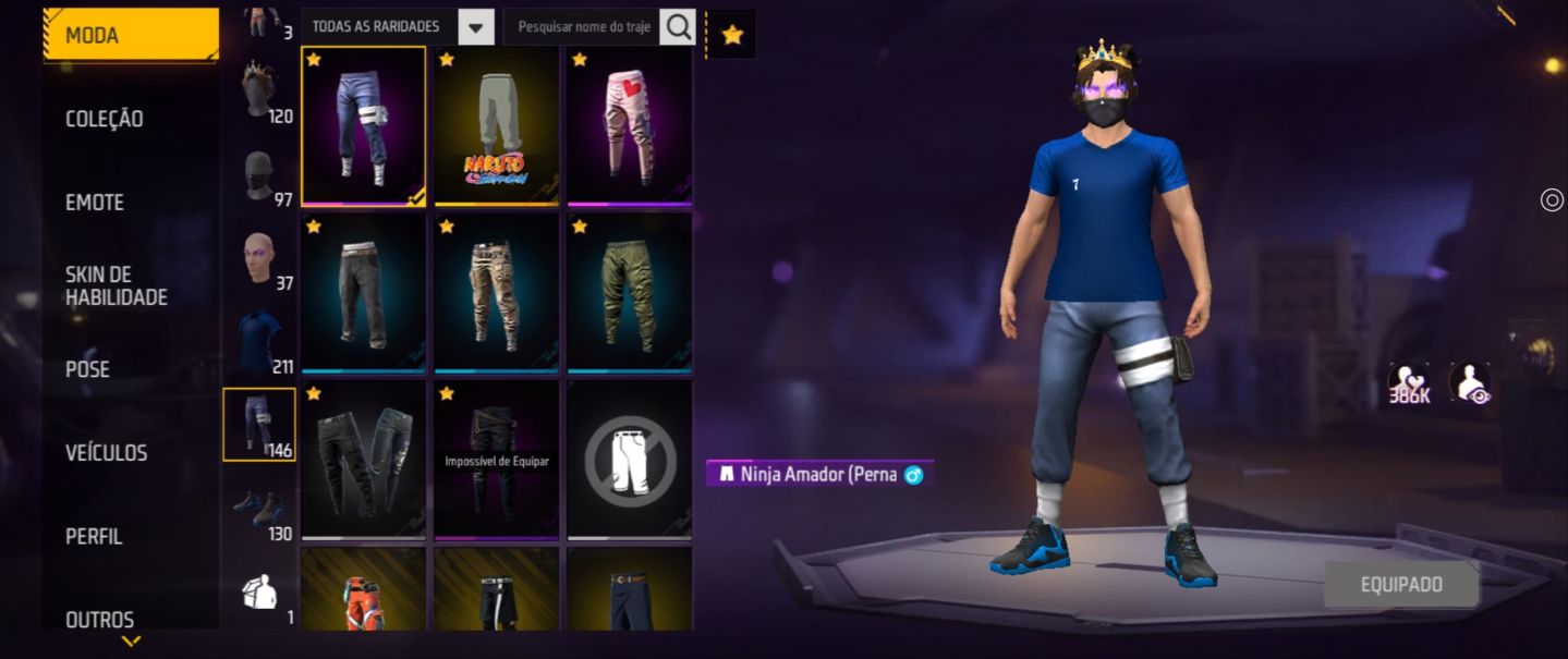 Conta Free Fire MAX Coroa Besta Graciosa + Lobo Cinza + Skins Raras!