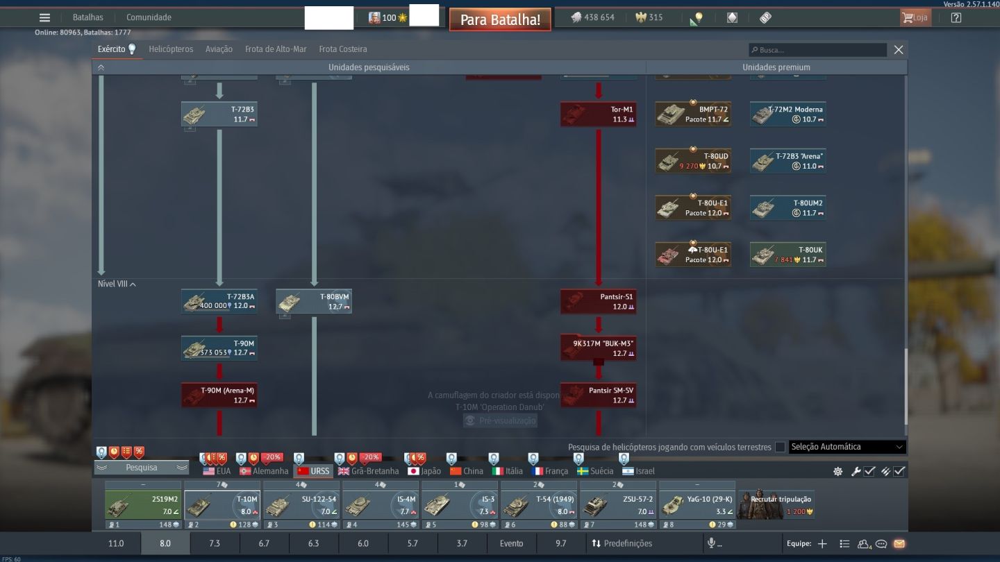 Conta War Thunder (2015) Competitivo