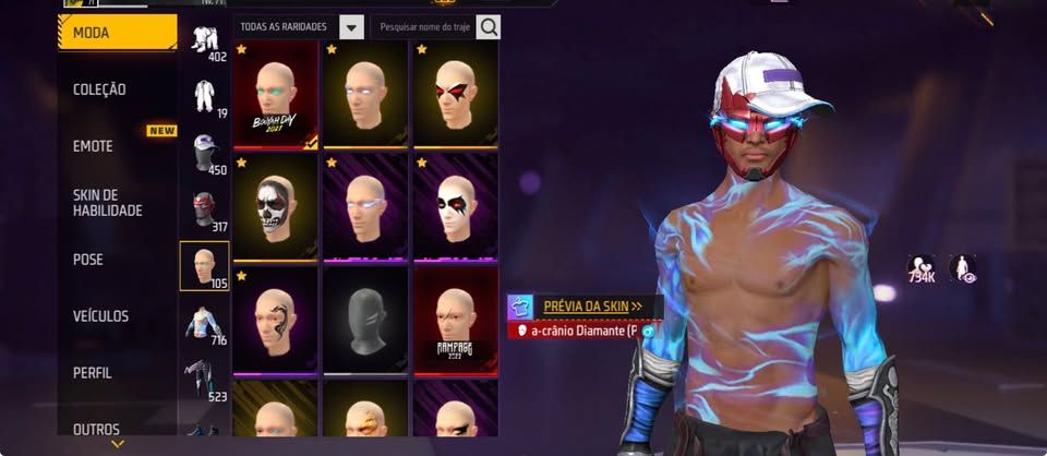CONTA DE FREE FIRE COMPLETA 700 PEITORAIS!!!
