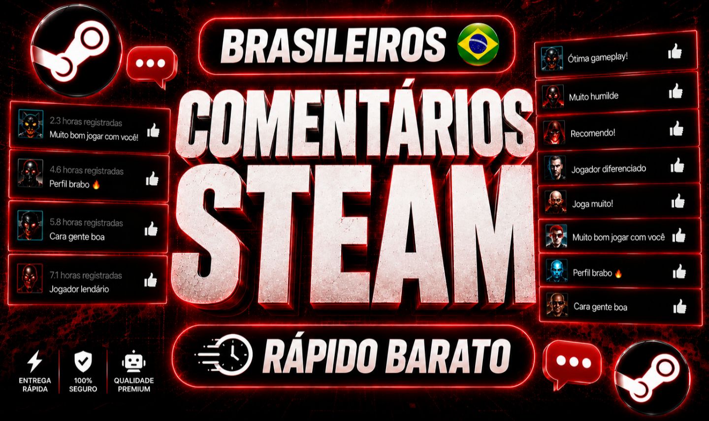 COMENTÁRIOS PT-BR PARA PERFIL STEAM - RÁPIDO E BARATO