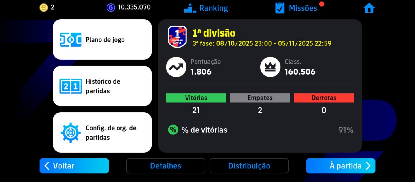 Upo contas pra primeira divisão no efootbal