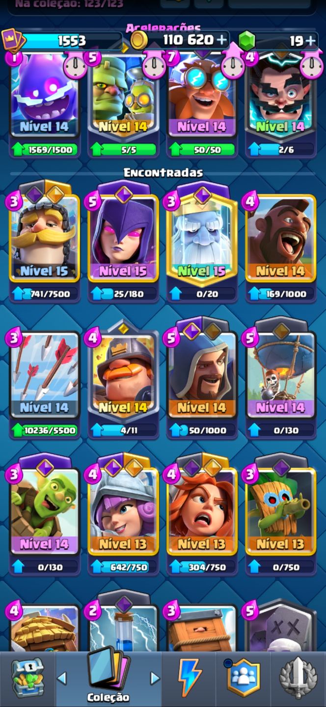 Conta de Clash Royale level 14 com 10k de troféus
