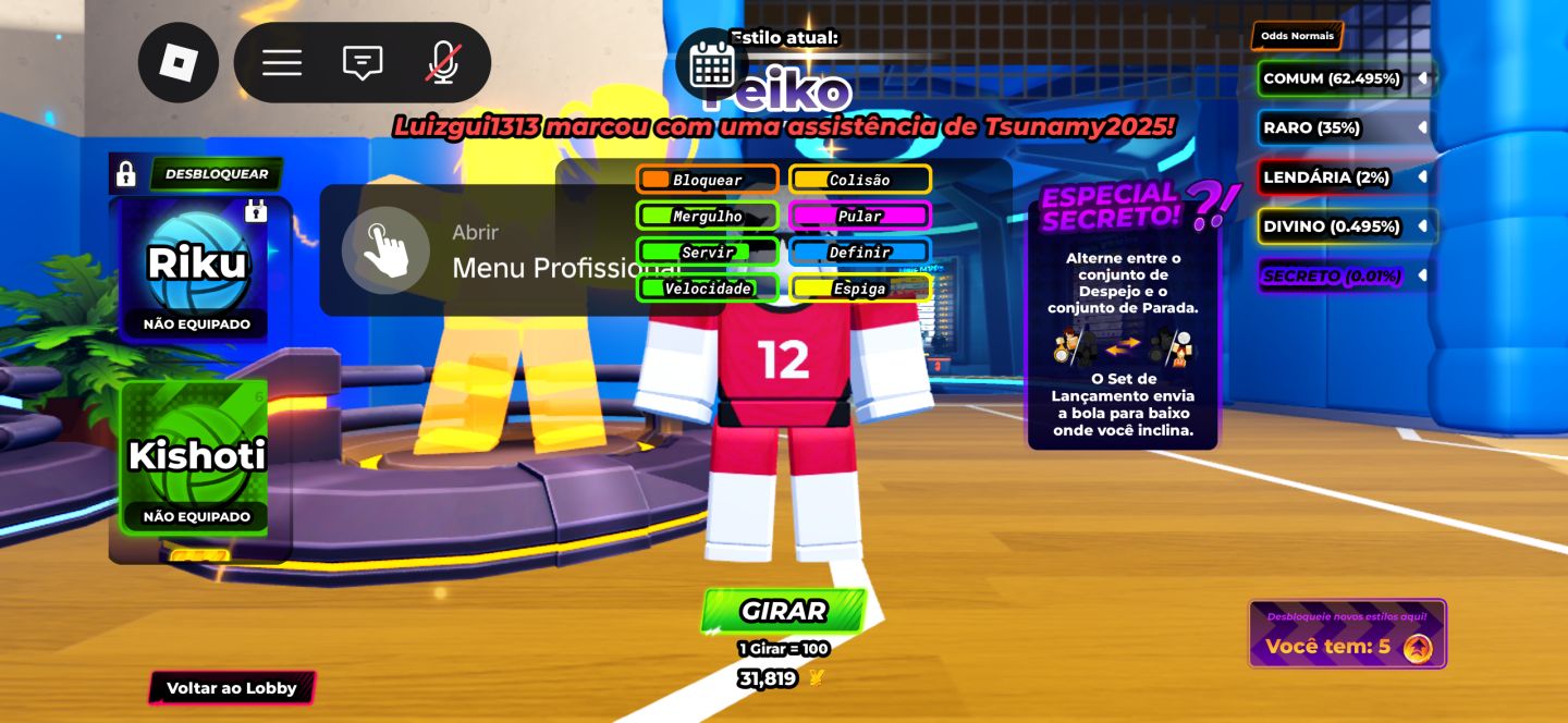 Conta de volleyball legends com 5 secretos no precinho
