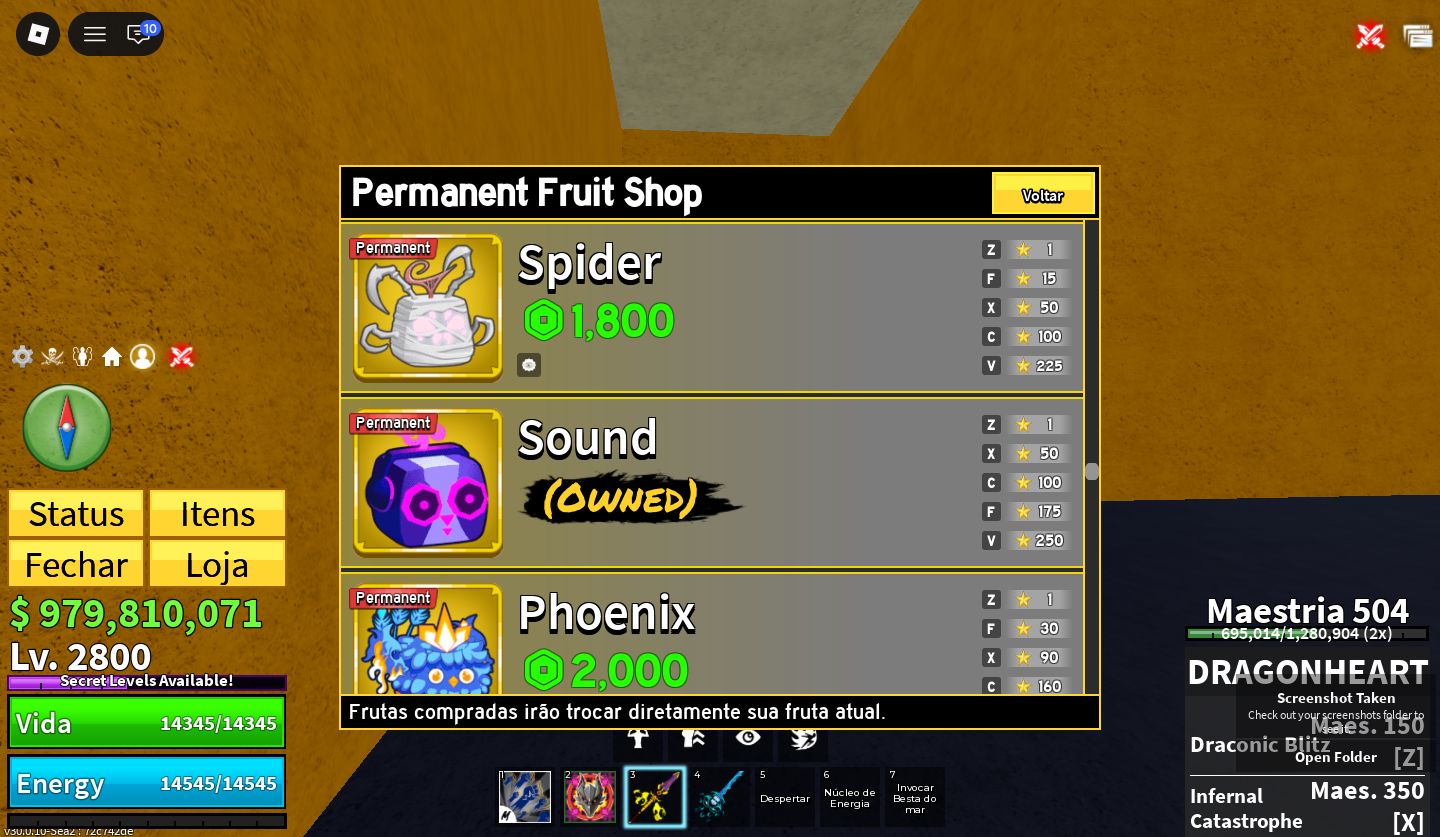 PROMOÇÃO] CONTA DE BLOX FRUITS COM DRAGON PERM + 23 FRUTAS PERMANENTES