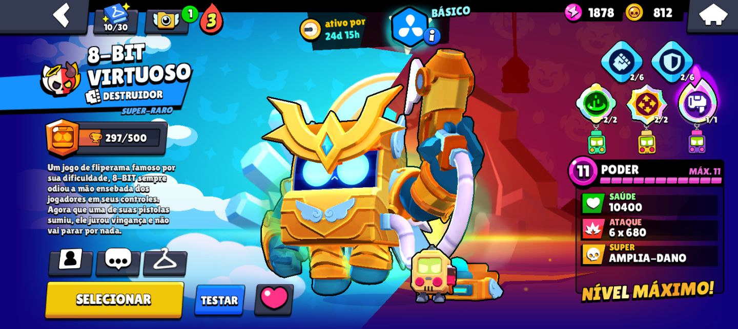 Conta brawl strars 18k troféus,46 brawlers 46 skins 1 hypercarregada, 1 lendaria