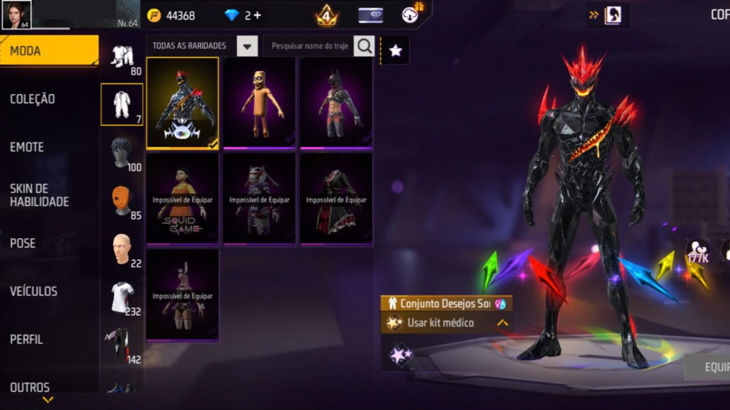 Conta Free Fire Gemada Prime 4 - Conta com Calça Angelical Vermelha!
