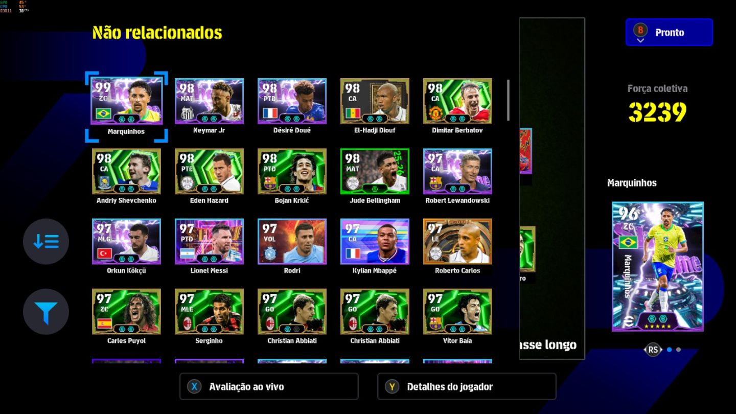 Conta PC Steam Ibrahimovic 110, Buffon 108, Vini Jr 105, Adriano 106 e CIA