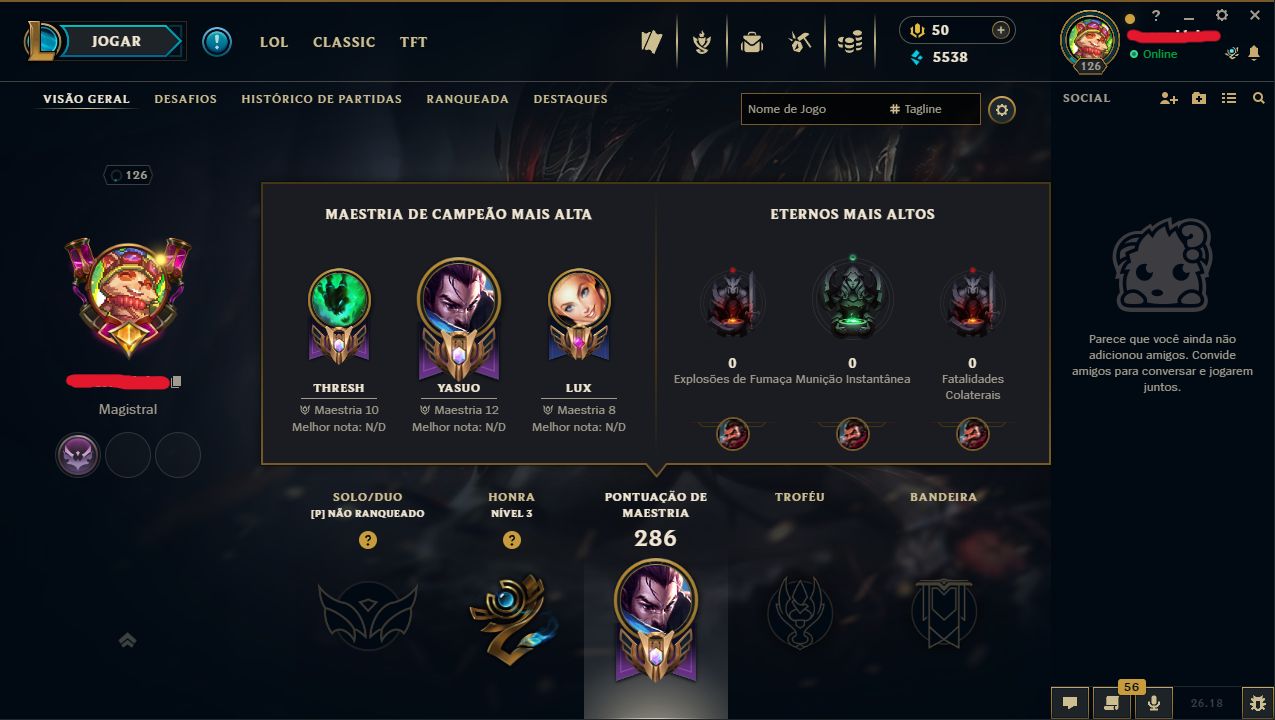 CONTA LOL LVL 126 | 81 SKINS | 119 ÍCONES