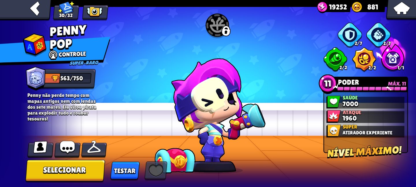 Continha top Brawl Stars - Várias skins, 60 Brawlers e 5mil troféus