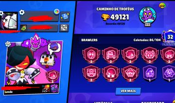 Conta Brawl Stars 48K Troféus + Skins + Passe +80 brawles