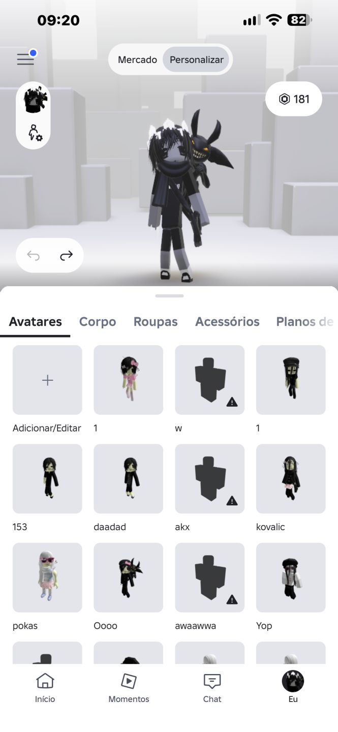 Conta Roblox com 180 robux e várias skins, a preço de banana