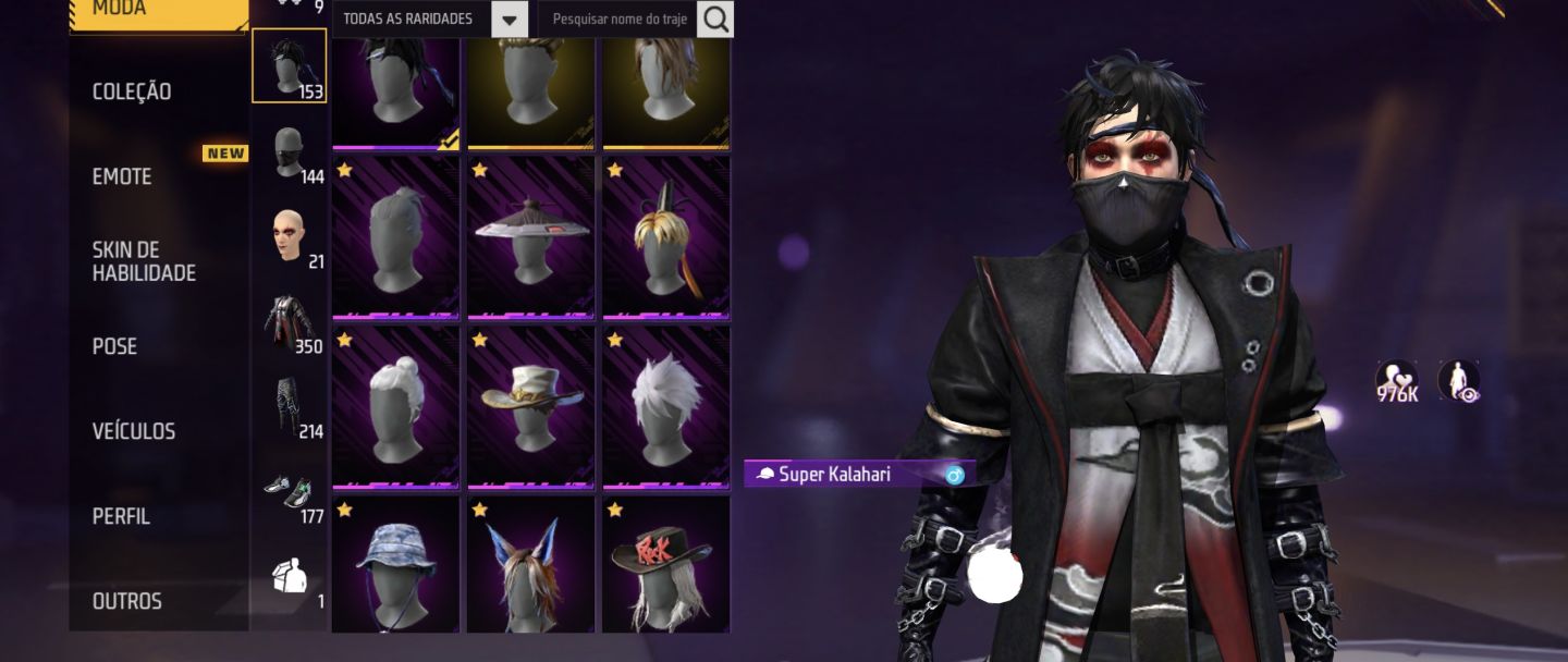 Conta de free fire com itens muito raros, preço negociável!!!!