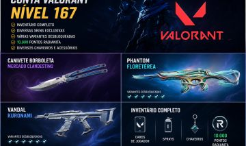 Conta de Valorant NV 167 com Canivete MC e Vandal Kuronami