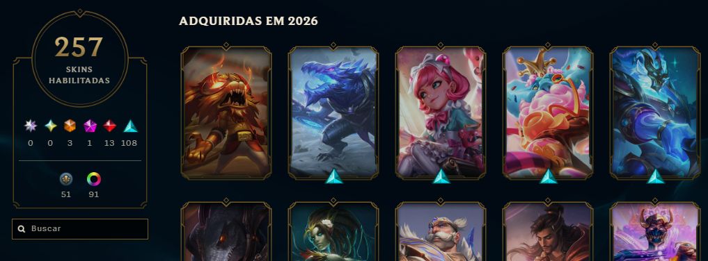 LoL 13 Anos (2013) | Nvl 532 | 257 Skins | All Champs | Único Dono