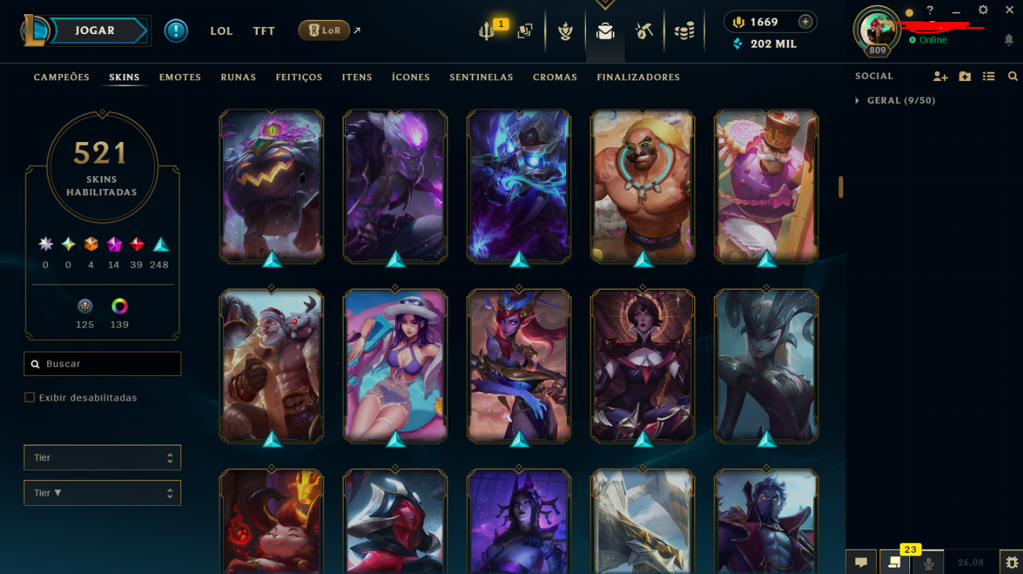 CONTA LEAGUE OF LEGENDs/ 593 SKINS / CAMPEÃ PRIMEIRO CLASH