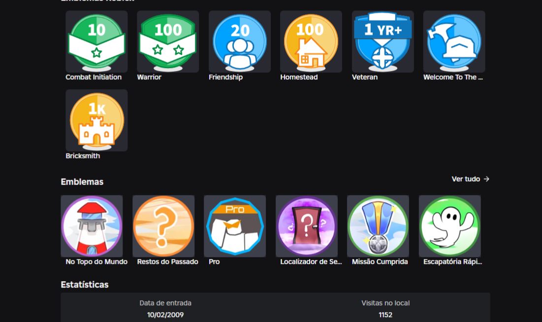 Conta antiga rara roblox 2009 , badge , chapeu builder, 2.3k robux e cabeça rara