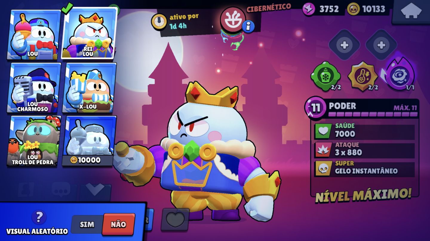 Conta de brawl com skin de shelly estrelar tem o 1,2,3,4 e 5 passe 73k trofeu