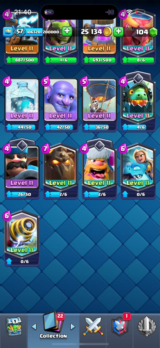 CONTA CLASH ROYALE | LVL 57 | 20 EVOLUTIVAS | 20 ELITES | 10K TROFÉUS