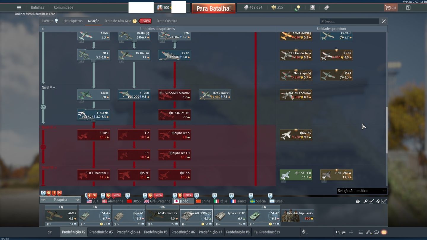 Conta War Thunder (2015) Competitivo