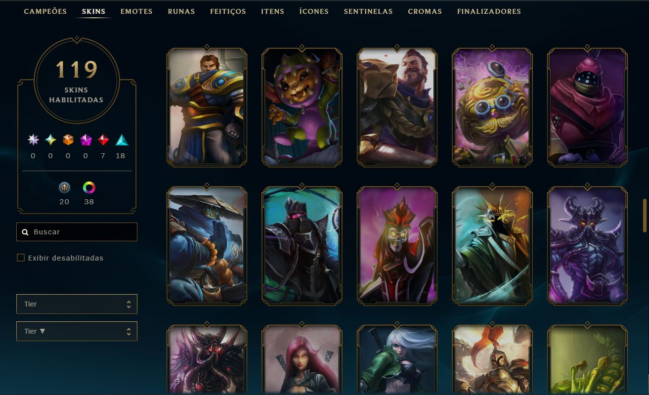 CONTA LOL MESTRE 200PDL+ / LV 101 / 119 SKINS / TODOS CHAMPS / FULL ACESSO DADOS