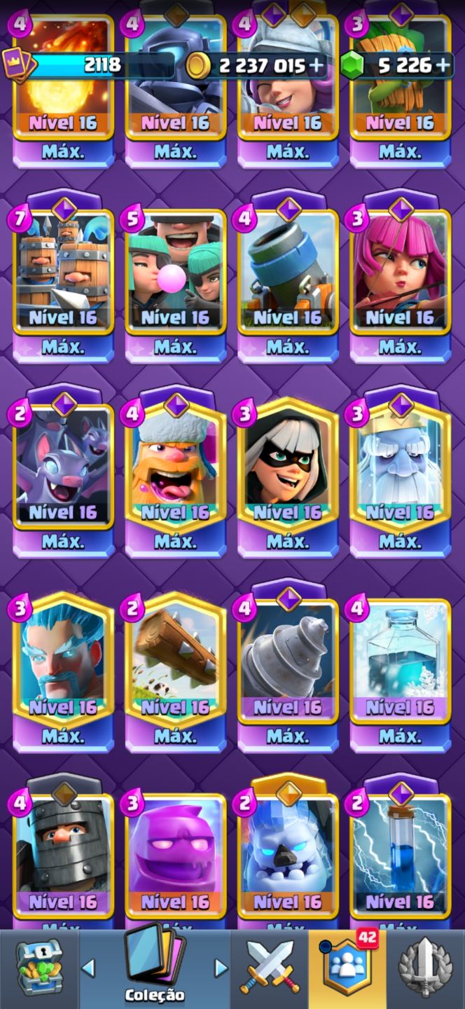 CONTA CLASH ROYALE 10 ANOS CRIADA