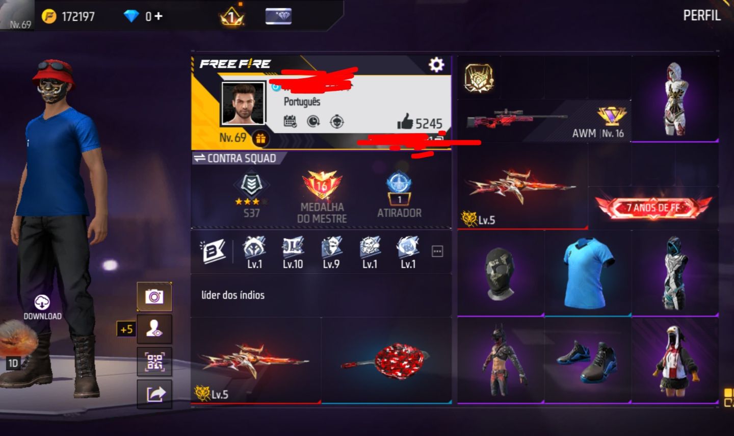 CONTA DE FREE FIRE COM MAIS DE 7 ANOS MUITO RARA E COM MAIS DE 2K GASTO