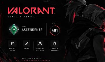 CONTA VALORANT | PEAK ASCENDENTE | NÍVEL 401 | VÁRIAS SKINS + FACAS