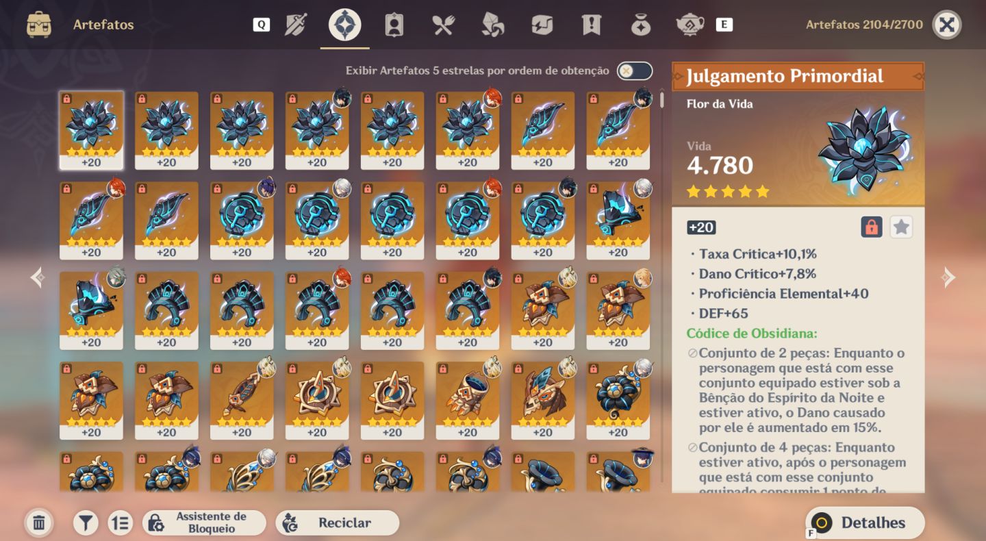 Conta de Genshin Impact com alto investimento! Muitos personagens, armas e giros