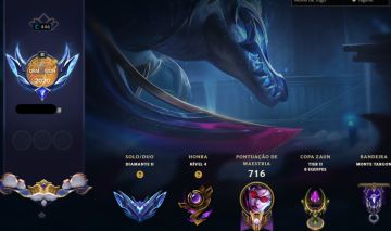 Conta do lol, 2 skins ultimante, LV 450, todos campeões, 190 skins, diamante II