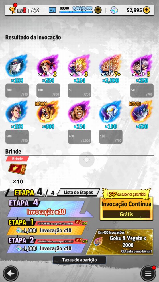 Dragon Ball Legends - Goku SSJ3 e Vegeta SSJ2 Ultra 14 + 53K Cristais (ANDROID)