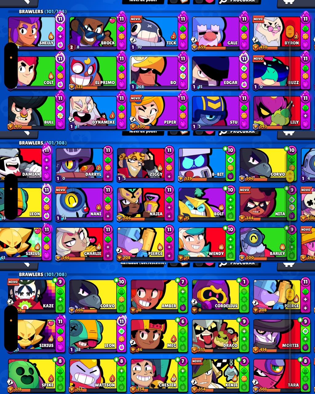 CONTA DE BRAWL STARS 41K DE TROFEUS | 101 BRAWLERS varias skins