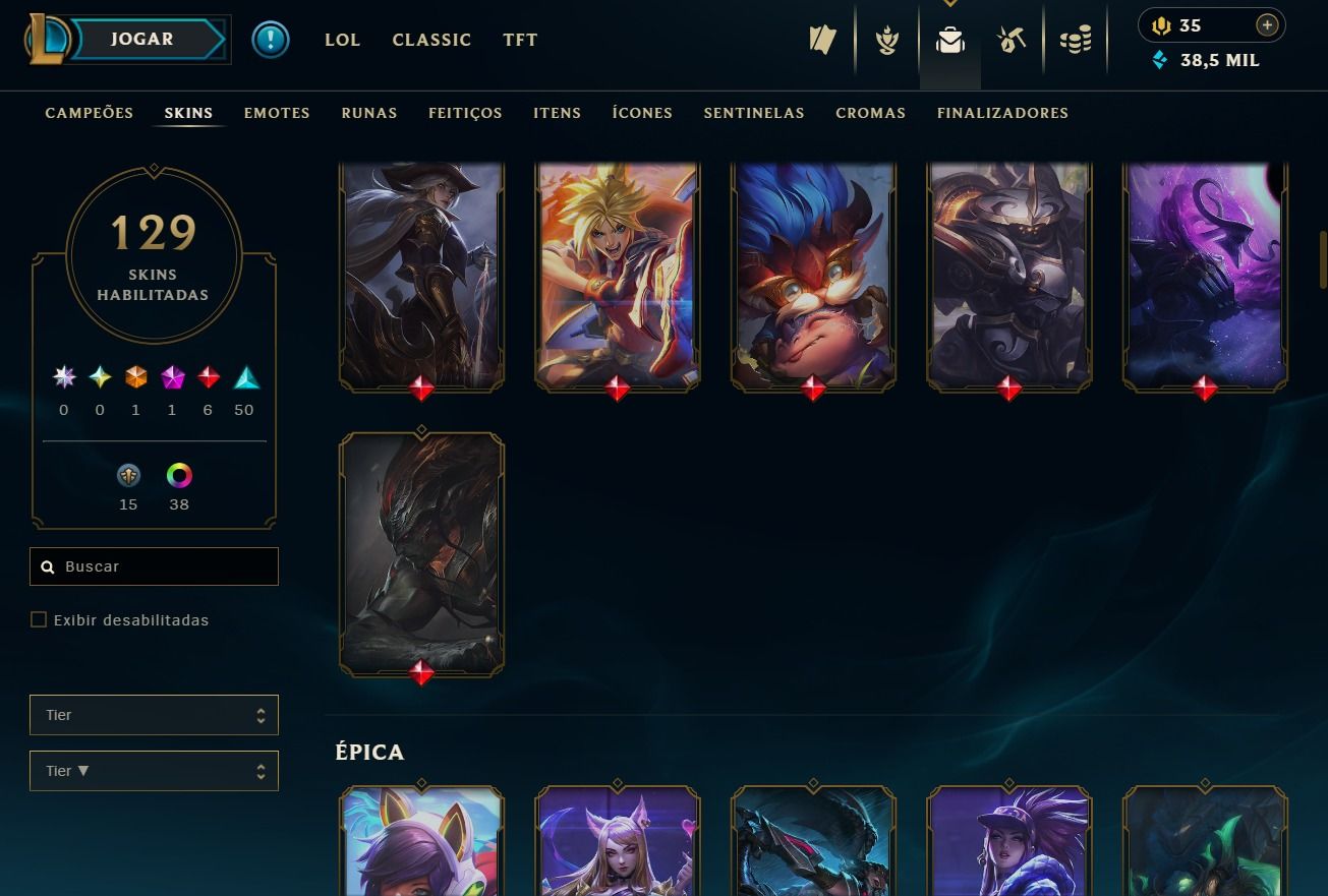 CONTA DE 2020 - 129 SKINS - LVL 328 - TODOS CAMPEÕES - 38K DE EA - 38 CROMAS