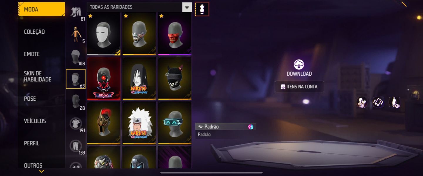 CONTA FULL ATT DE FREE FIRE PARA APOSTADO SKINS BASICAS