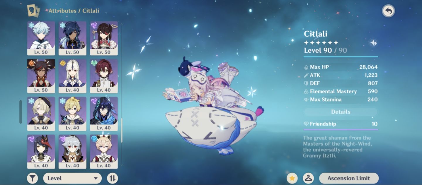 CONTA GENSHIN ENDGAME MAVUIKA + FURINA + CITLALI + SKINS