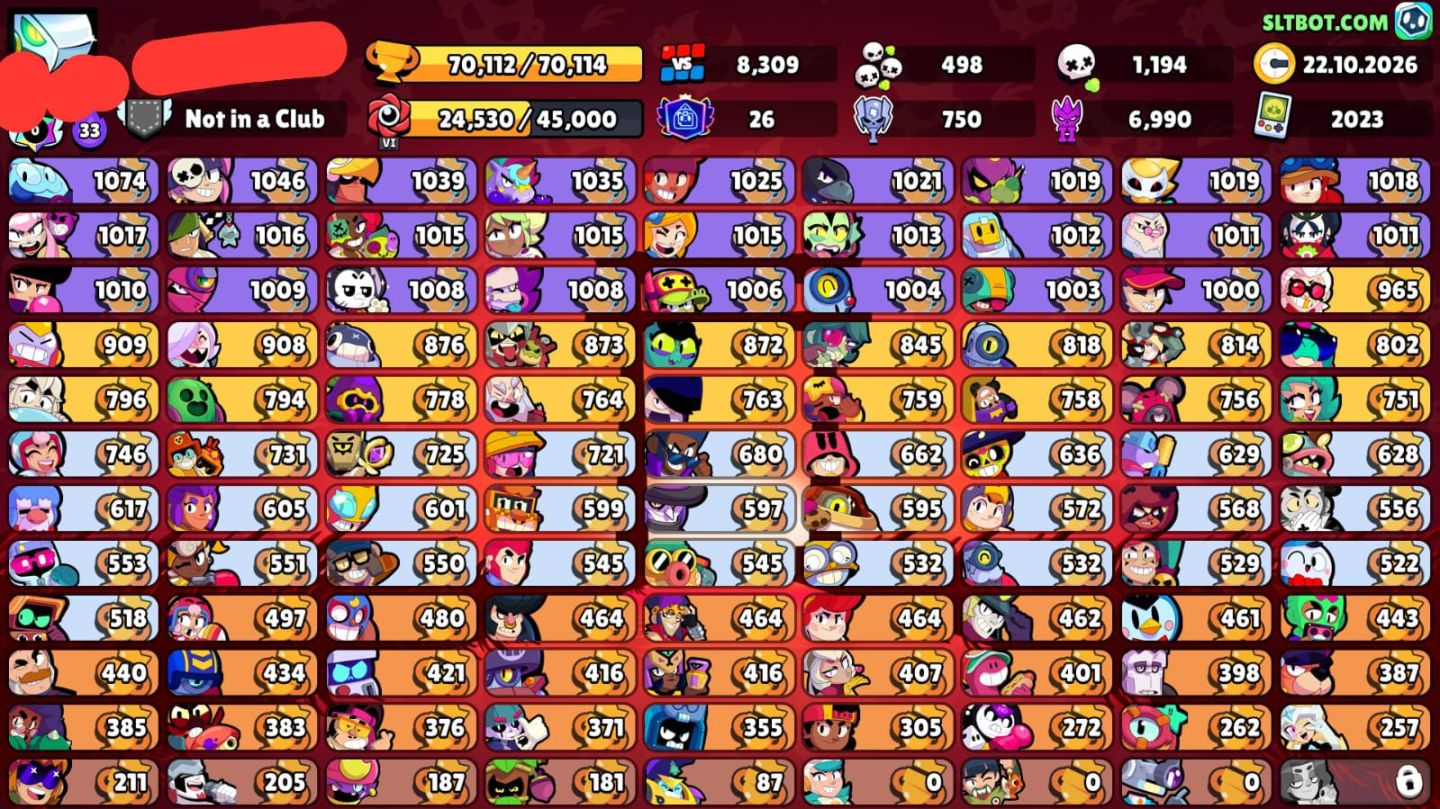 50% OFF!! CONTA BRAWL STARS 70K | BUZZILA E LEON PRO PASS! | 107/108 | 431 SKINS