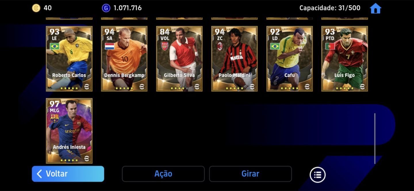 Conta de efootball desde 2020 com 31 LEGENDS