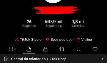 Conta TikTok 567K Seguidores Monetizada + TikTok Shop Ativo Nicho Livre