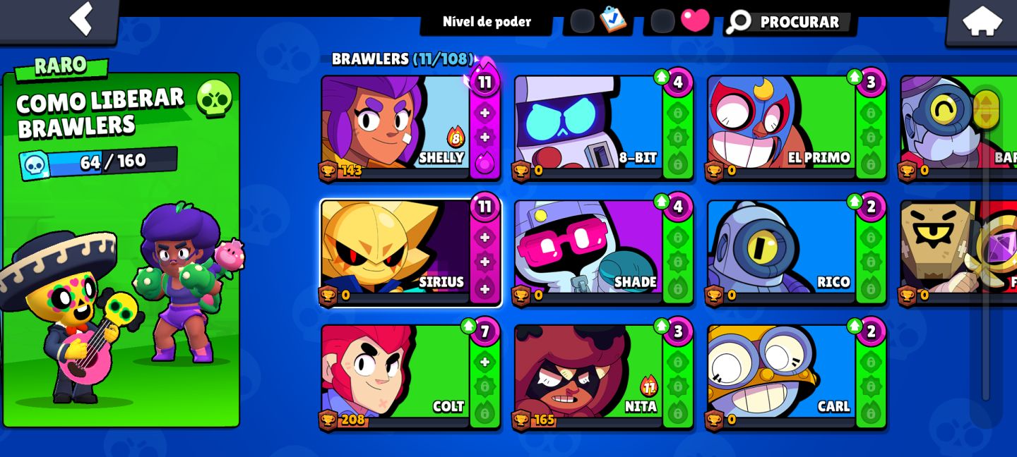 Conta brawl star iniciante com sirius lvl 11