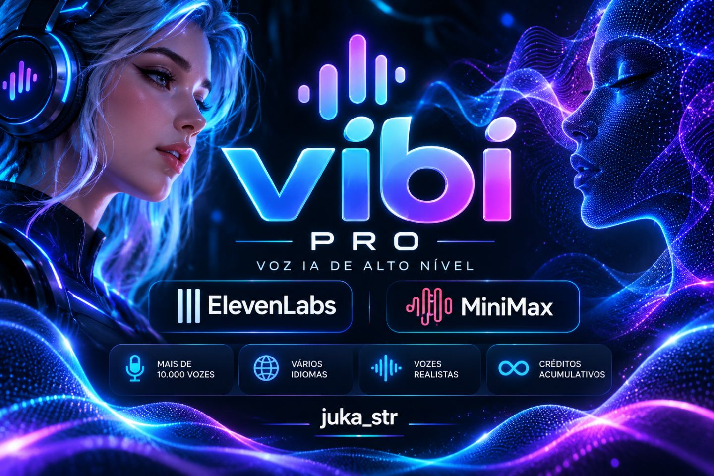 VIBI PRO Eleven Labs+Minimax | 131K a 7M | Código de Resgate | Entrega Manual