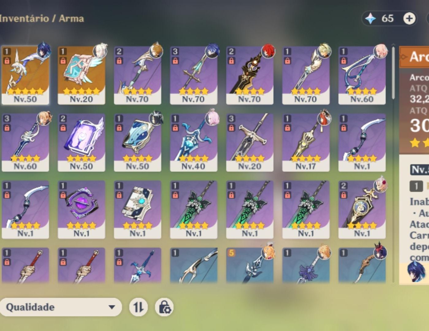 Flins,linea, xianyun, scofier, nilou pity 62 ar50 server América.