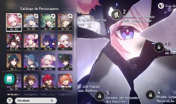Conta de honkai c/ Evanescia E2+cone+huohuo+Sunday+sparkle+fuxuan+seelee