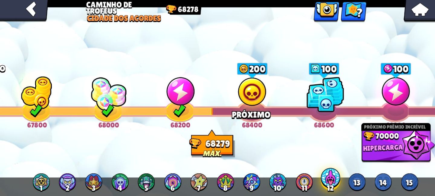 CONTA BRAWL STARS 68K TROFÉUS | 104 BRAWLERS SKINS EXCLUSIVAS | SKINS DE PASSE