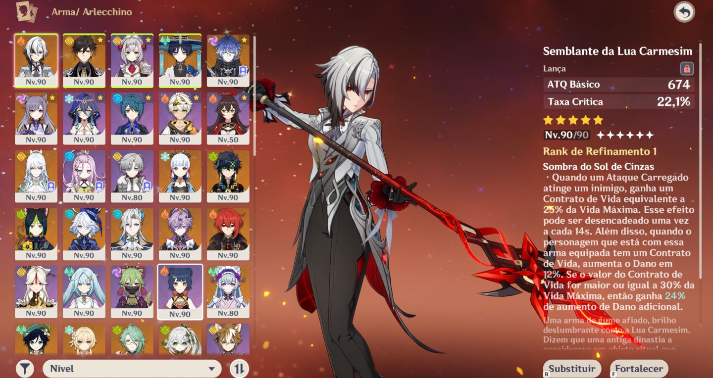 Genshin Impact AR60 |Server Europeu| varios 5 estrelas e Armas Assinaturas