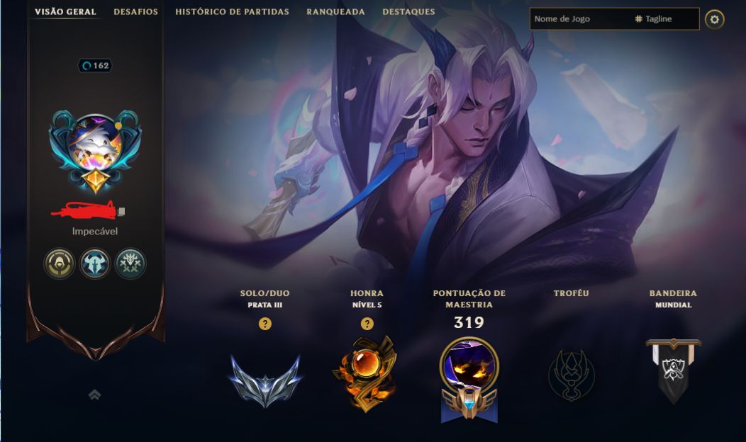 Conta league of legends LV 161 - prata 3 soloQ - ouro flex
