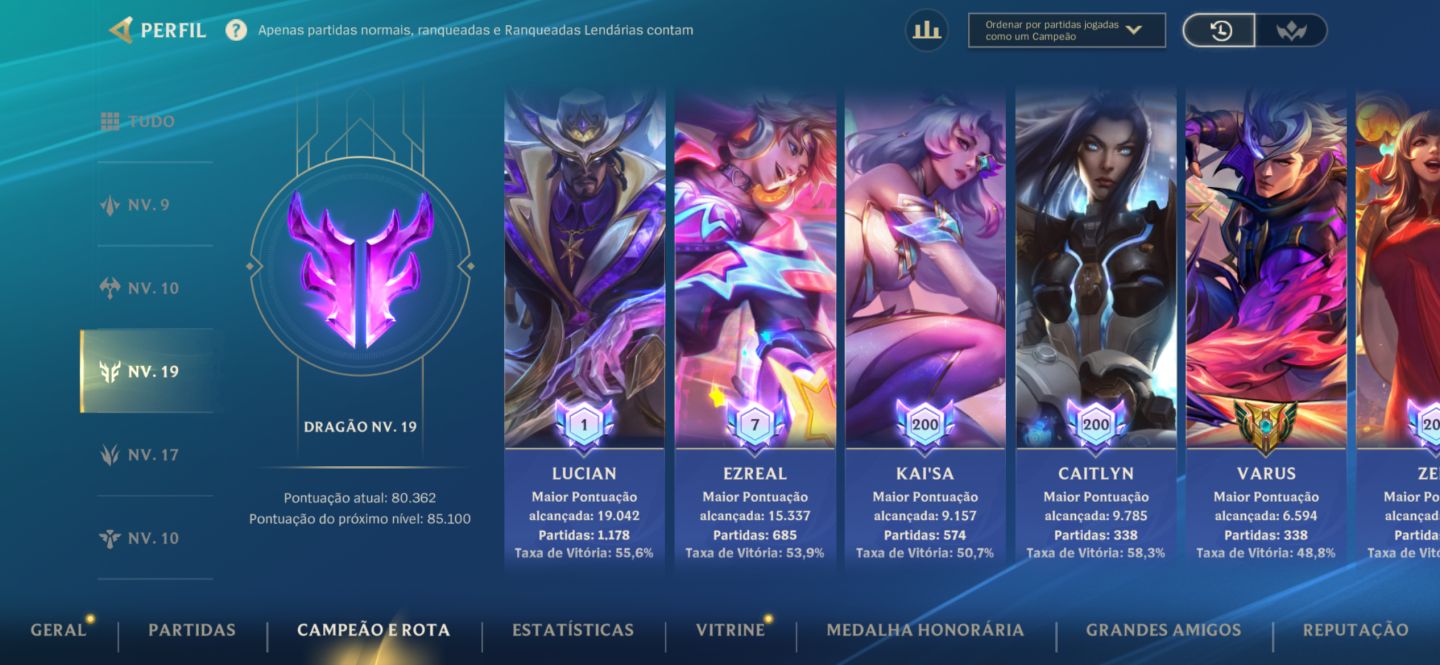 Conta wild rift ex top 1 lucian, lenda e monarca!! main adc e jungler e etc!